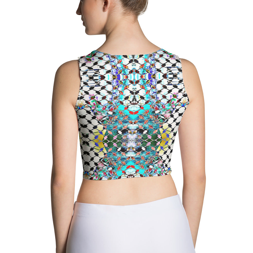 PSHYCHEDELIC KAFFIYEH JALAQA. CROP TOP