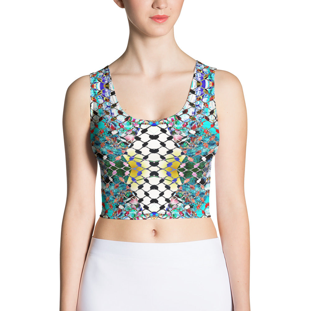 PSHYCHEDELIC KAFFIYEH JALAQA. CROP TOP