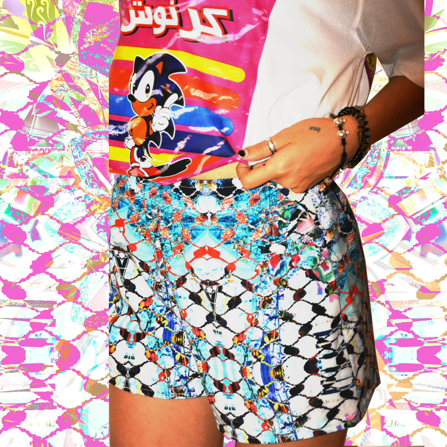 PSYCHEDELIC JALAQA. RECYCLED SHORTS